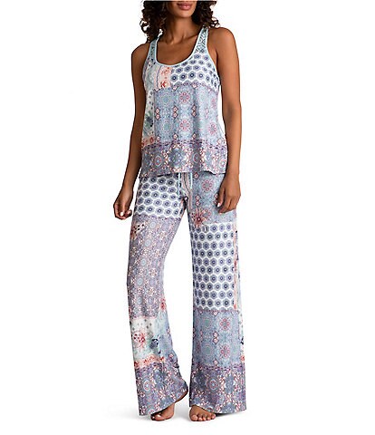 In Bloom by Jonquil Medallion Patchwork Print Scoop Neck Tank and Pants Pajama Set