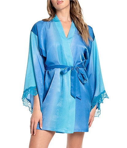 In Bloom by Jonquil Ombre Shimmer Satin 3/4 Sleeve Coordinating Short Robe