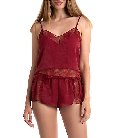 In Bloom By Jonquil Satin Lace Trim Sleeveless Shorty Pajama Set