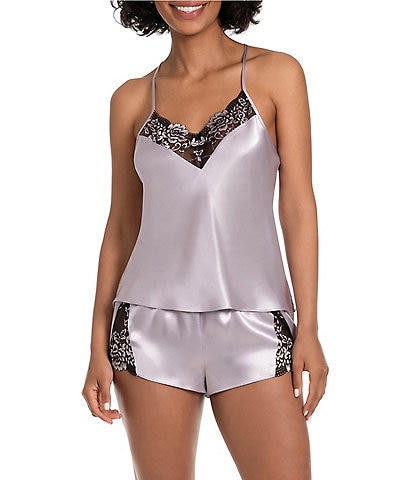 In Bloom By Jonquil Satin Sleeveless V-Neck Two-Tone Lace Shorty Pajama Set