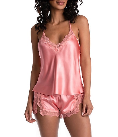 In Bloom by Jonquil Solid Satin Lace Sleeveless Shorty Pajama Set