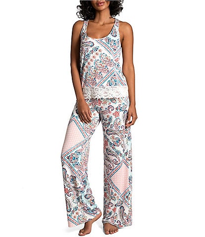 In Bloom by Jonquil Talia Paisley Brushed Knit Tank & Pant Pajama Set
