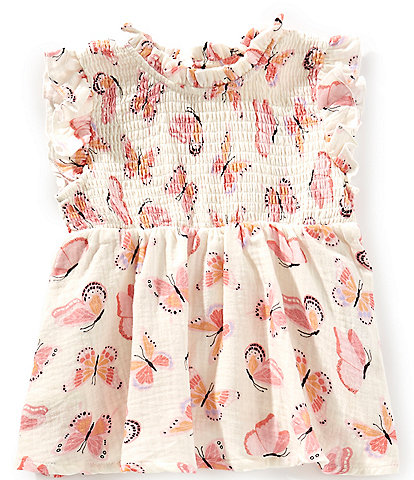 Indie Gold Little Girls 2T-6X Butterfly-Printed Smocked Top