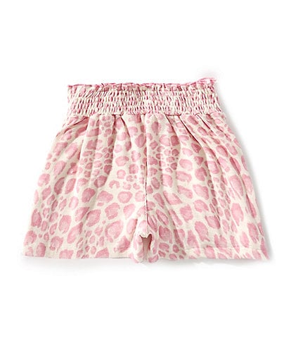 Indie Gold Little Girls Leopard-Printed Smocked-Waist Poplin Shorts