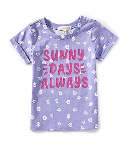 Indie Gold Little Girls Roll-Sleeve Dotted Sunny Days Always T-Shirt