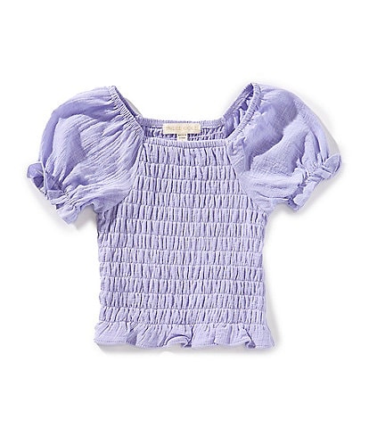 Indie Gold Little Girls 2T-6X Smocked Double Gauze Top