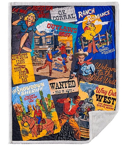 Indigo Hill by HiEnd Accents Bandits & Heroes Campfire Sherpa Throw Blanket