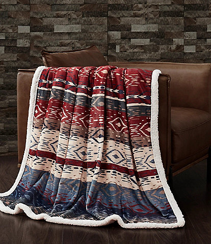 Indigo Hill by HiEnd Accents Home on the Range Southwestern Campfire Sherpa Cozy Throw and Pillows Set