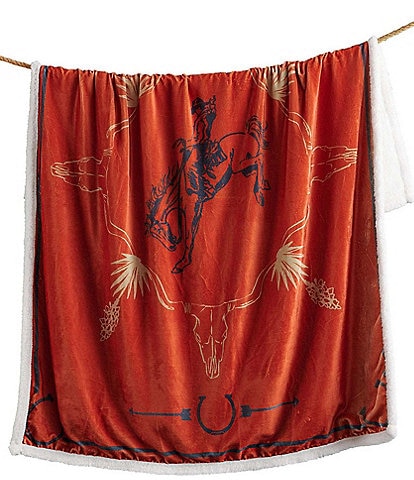 Indigo Hill by HiEnd Accents Marfa Campfire Sherpa-Backed Throw Sunset Rider