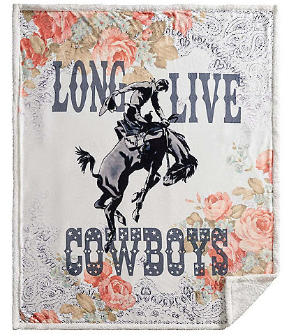 Indigo Hill by HiEnd Accents Rodeo Revival "Long Live Cowboys" Campfire Sherpa Throw Blanket