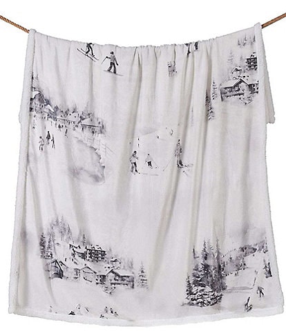 Indigo Hill by HiEnd Accents Ski Toile Campfire Sherpa-Backed Throw