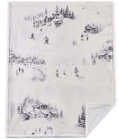 Indigo Hill by HiEnd Accents Ski Toile Campfire Sherpa-Backed Throw