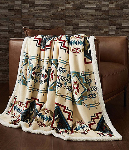 Indigo Hill by HiEnd Accents Spirit Valley Southwestern-Inspired Patterns Campfire Sherpa Cozy Throw and Pillows Set