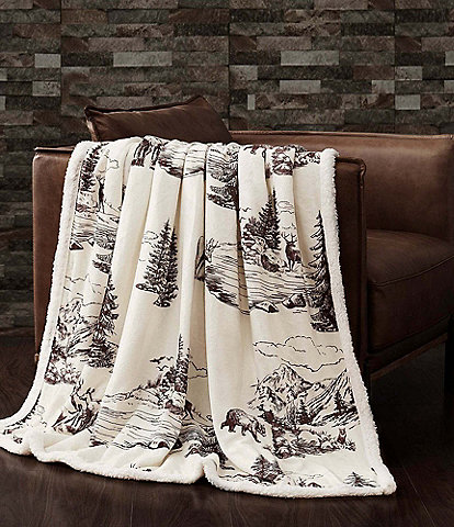 Indigo Hill by HiEnd Accents White Pine Campfire Sherpa Cozy Throw and Pillows Set