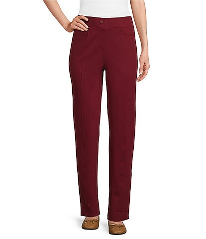 Intro Bella Solid Double Knit Slim Her Straight Leg Pants