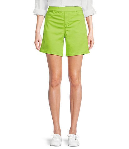 Intro Daisy Faux Fly Front High Waisted Stretch Pull-On Shorts
