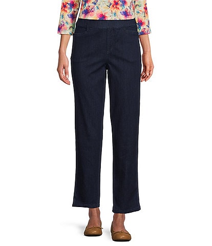 Intro Petite Size Daisy Denim Tummy Control Relaxed Pull-On Ankle Pants