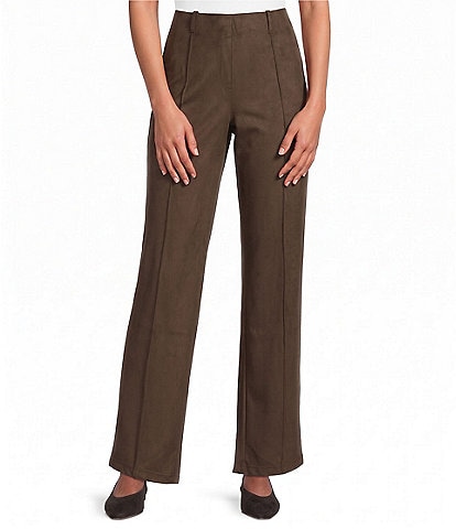 Intro Kayla Knit Faux Suede Straight Leg Pull-On Pants