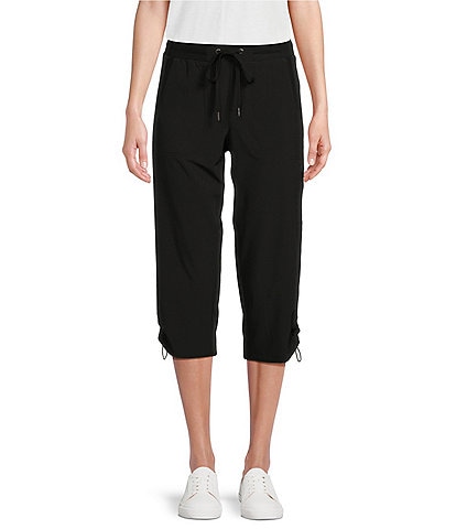 Buy the Womens Black Performance Elastic Waist Pull-On Athletic Capri Pants  Size L