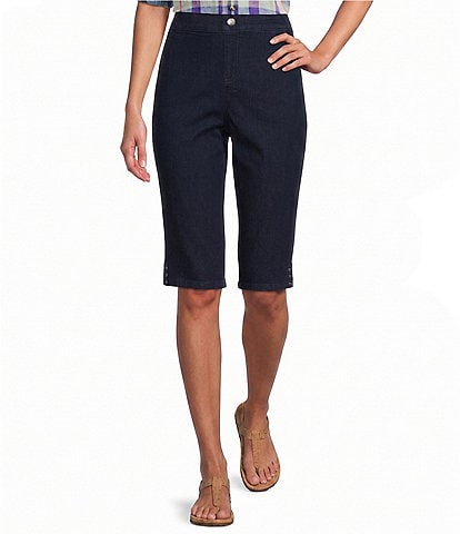 Intro Petite Size Dahlia Solid Pull-On Skimmer Denim Shorts