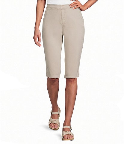 Intro Petite Size Dahlia Solid Pull-On Skimmer Denim Shorts