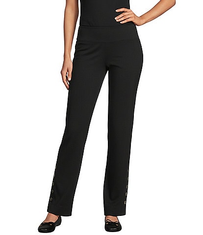 Intro Petite Size Double Knit Straight Leg Traveler Pull-On Ankle Pants