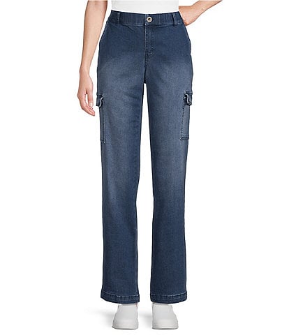 Intro Petite Size Felicia Straight Leg Cargo Denim Pants