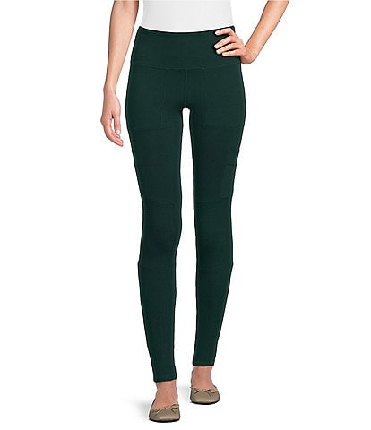 Intro Petite Size Knit Straight Leg Pull-On Tummy Control Cargo Leggings