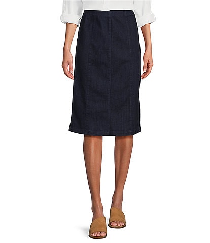 Intro Petite Size Nia Denim Tummy Control Waist Pull-On Pencil Skirt