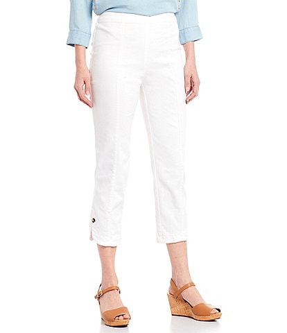 Conrad C Proportion Petite Womens White Flat Front Casual Capri Pants size  12