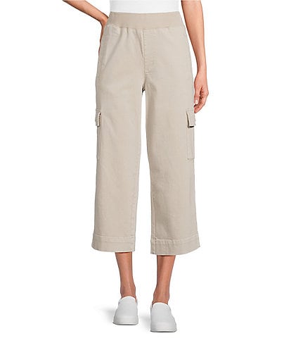 Intro Petite Size Rib Knit Pheobe Pull-On Cargo Capri Pants