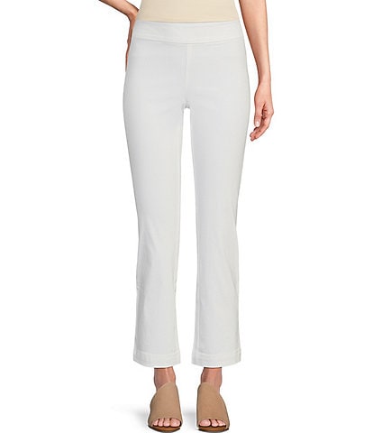 Intro Petite Size The Audrey Stretch Woven Elastic Waist Pull-On Kick Flare Leg Ankle Pants