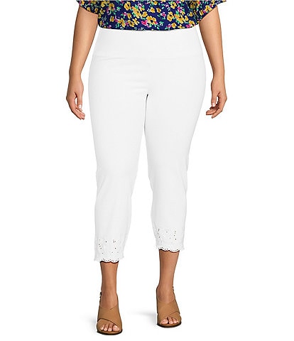 Intro Plus Knit Jersey Love The Fit Pull-On Embroidered Hem Capri