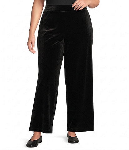 Intro Plus Size Britt Velvet Wide Leg Pull-On Pants