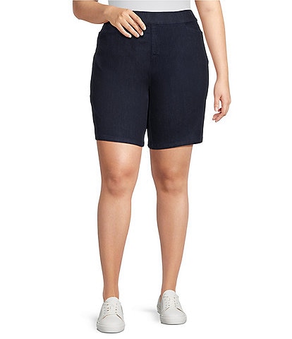 Intro Plus Size Daisy High Waisted Pull-On Stretch Denim Shorts