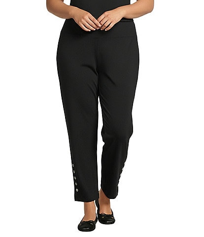 Intro Plus Size Double Knit Straight Leg Traveler Pull-On Ankle Pants