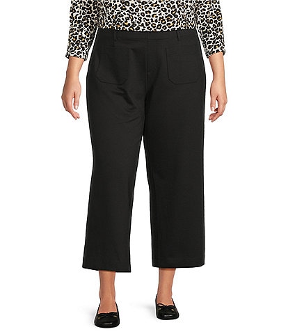 Intro Plus Size Mae Double Knit Relaxed Pull-On Cropped Pants