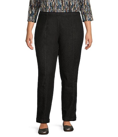 Intro Plus Size Nia Slimming High Rise Straight Leg Pull-On Pants