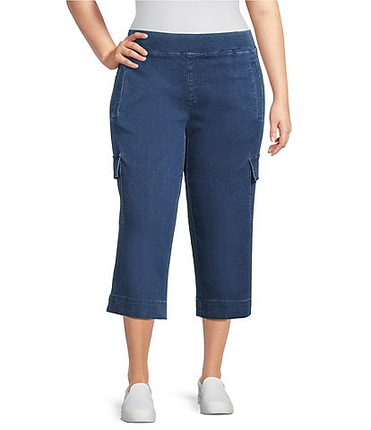 Intro Plus Size Pheobe Freedom Denim Pull-On Capri Cargo Pants