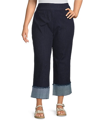 Intro Plus Size Valerie Wide Cuff Pull-On Denim Pants