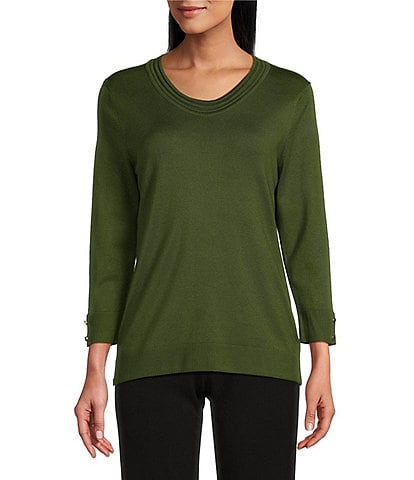 Investments 3/4 Sleeve Soft V-Neck Sweater