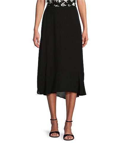 Investments A-Line High-Low Flounce Midi Skirt