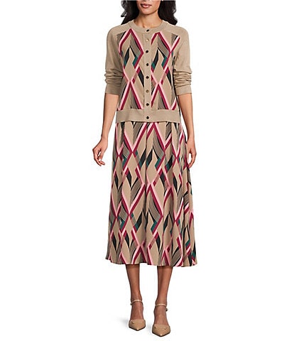 Investments Coordinating Coca Mocha Heather Long Sleeve Crew Neck Button Front Top