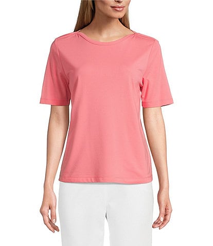 Investments Knit Short Sleeve Ballet Neck Top