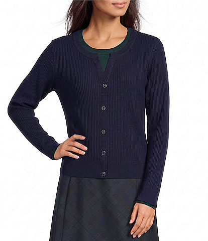 Investments Long Sleeve Crew Neck Twofer Sweater