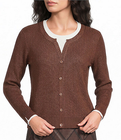 Investments Long Sleeve Crew Neck Twofer Sweater