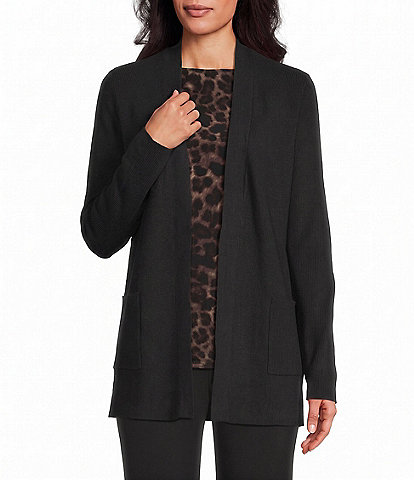 Investments Long Sleeve Open Front Patch Pocket Cardigan