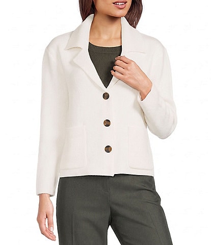 Investments Notch Collar Long Sleeve Button Front Cardigan