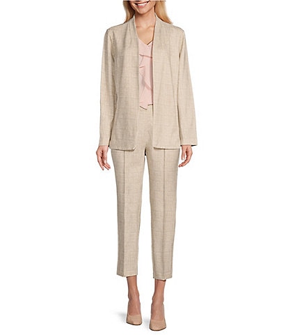 Investments Novelty Long Sleeve Open-Front Jacket & Coordinating Pull-On Ankle Pants