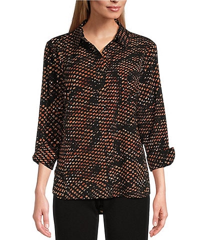 Investments Paige Point Collar Abstract Scale 3/4 Adjustable Sleeve Top